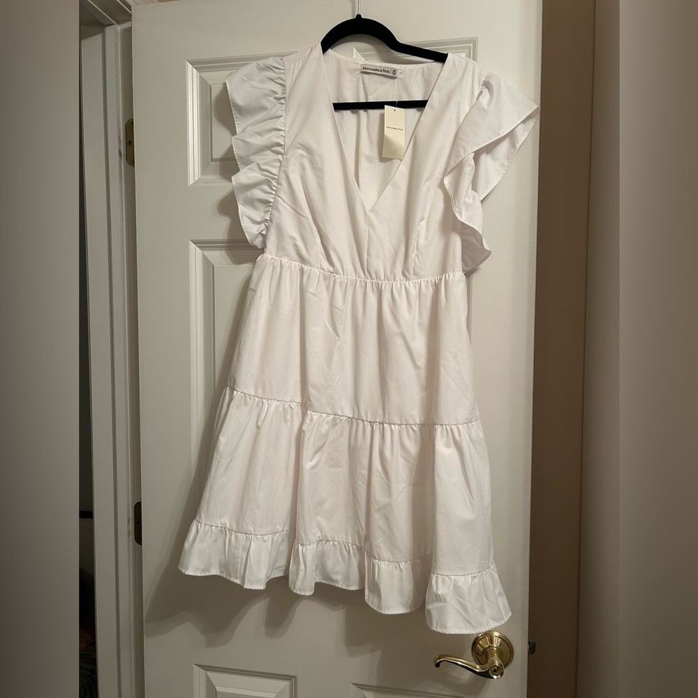Abercrombie poplin ruffle dress